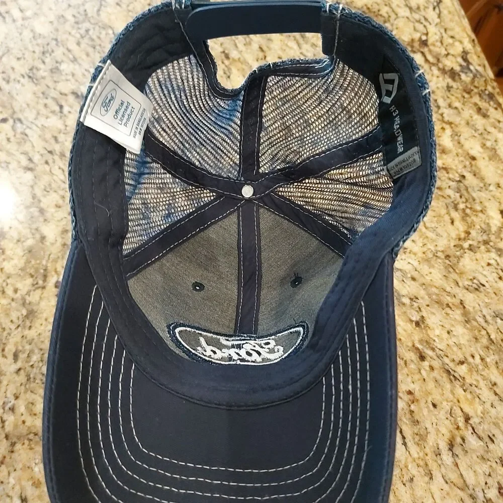 Ford Trucker Hat Canvas Front Blue Mesh Snapback Officially Licensed OSFA
